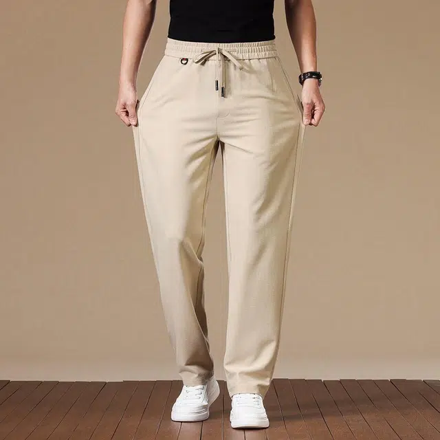 洛兹 纯色直筒简约百搭日常通勤薄款休闲裤 男款