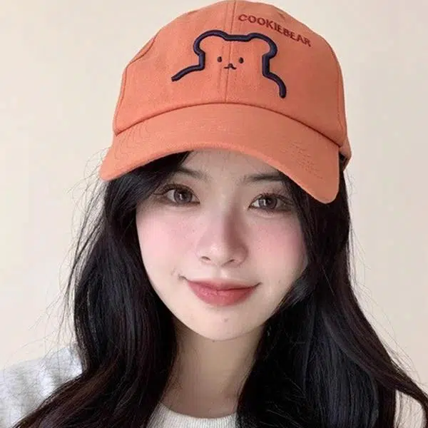春夏季透气软顶可爱小熊大头围显脸小户外防晒遮阳运动出行百搭帽款 棉 鸭舌帽 男女同款情侣款
