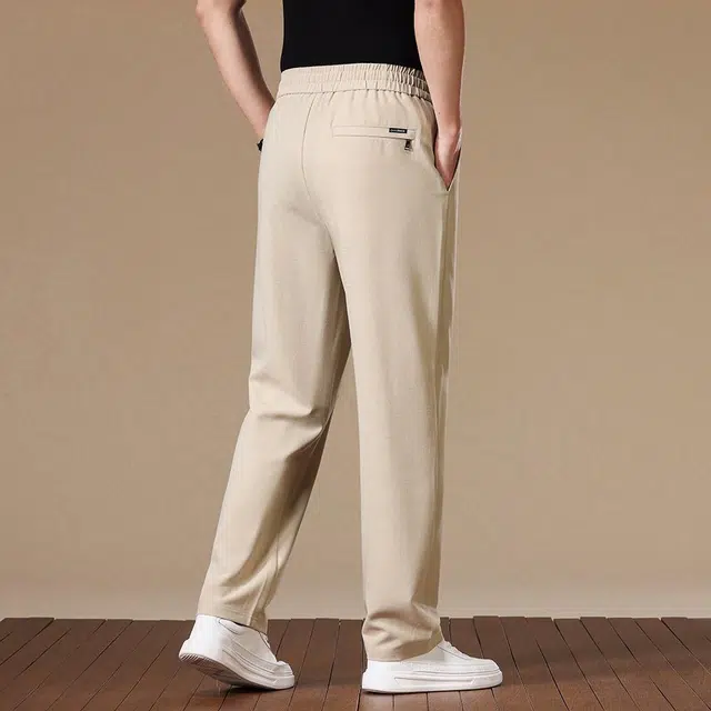 洛兹 纯色直筒简约百搭日常通勤薄款休闲裤 男款