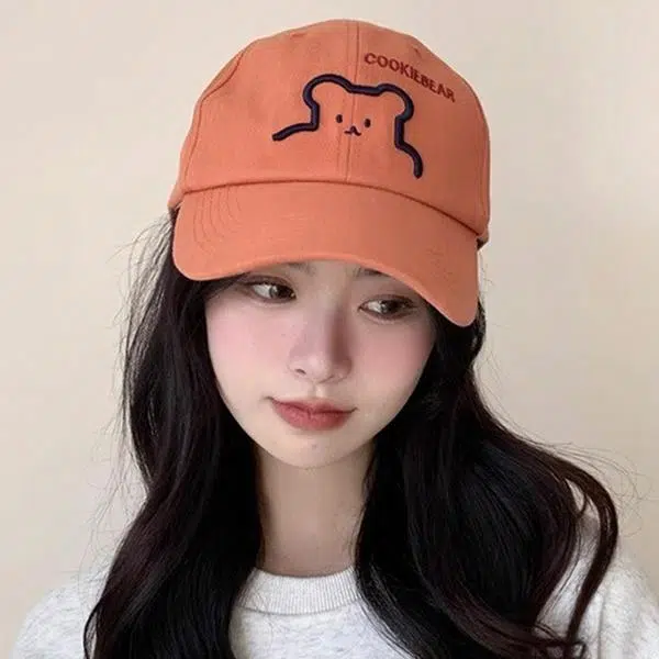 春夏季透气软顶可爱小熊大头围显脸小户外防晒遮阳运动出行百搭帽款 棉 鸭舌帽 男女同款情侣款