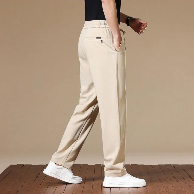 洛兹 纯色直筒简约百搭日常通勤薄款休闲裤 男款