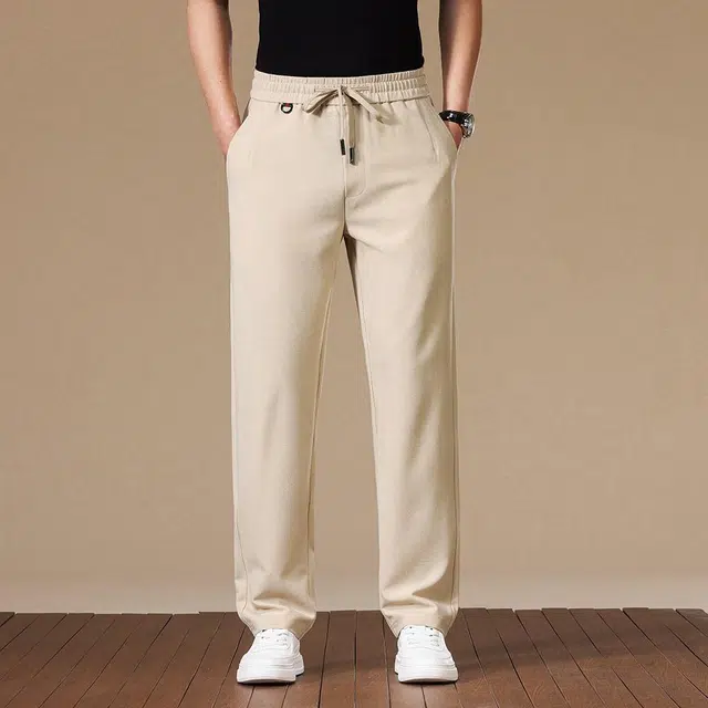 洛兹 纯色直筒简约百搭日常通勤薄款休闲裤 男款