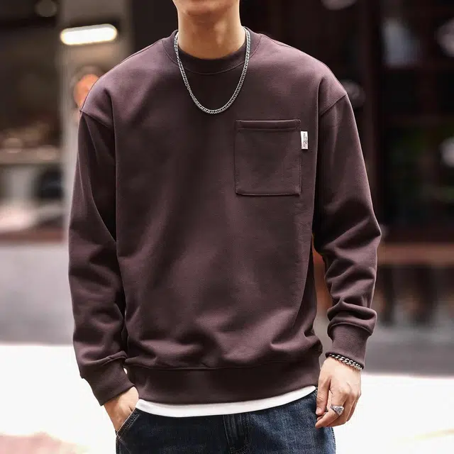 格蓝鹿 美式复古重磅宽松圆领落肩长袖卫衣 男款