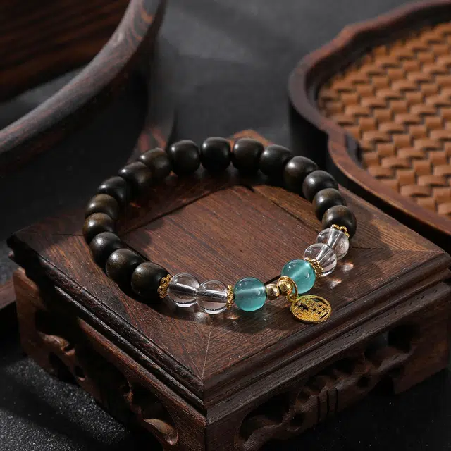 檀纳 新中式福牌招财转运八方来财单圈 基础款国潮文玩招财纳福手饰 檀木 手串 男女同款情侣款