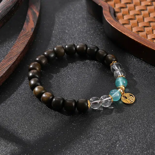 檀纳 新中式福牌招财转运八方来财单圈 基础款国潮文玩招财纳福手饰 檀木 手串 男女同款情侣款