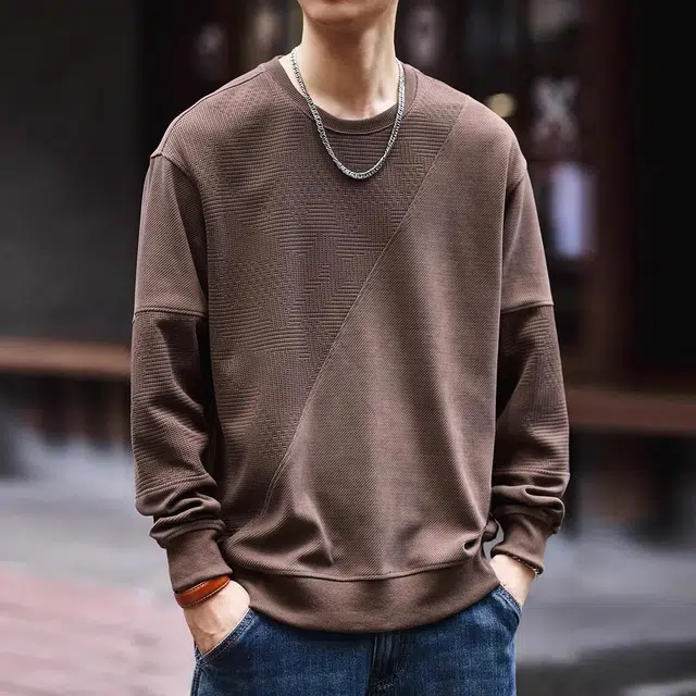 格蓝鹿 美式设计感拼接宽松套头长袖卫衣 男款