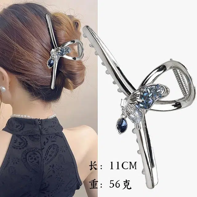 彤彤兔 气质蝴蝶金属鲨鱼夹大号高级感后脑勺盘发抓夹发饰发量多 合金 发夹 女款