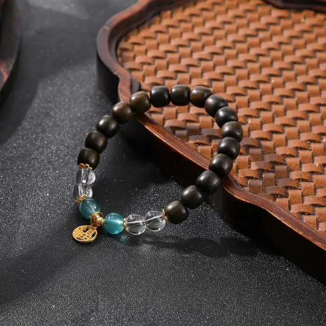 檀纳 新中式福牌招财转运八方来财单圈 基础款国潮文玩招财纳福手饰 檀木 手串 男女同款情侣款