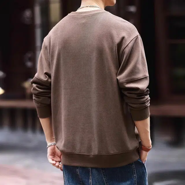 格蓝鹿 美式设计感拼接宽松套头长袖卫衣 男款