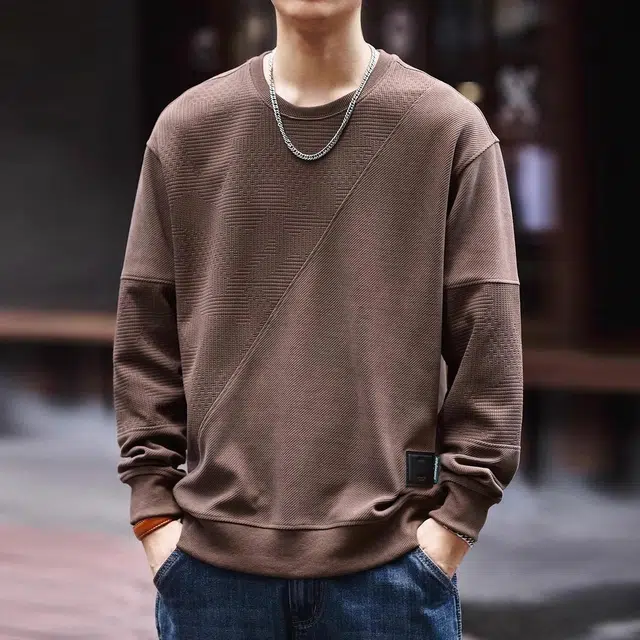 格蓝鹿 美式设计感拼接宽松套头长袖卫衣 男款