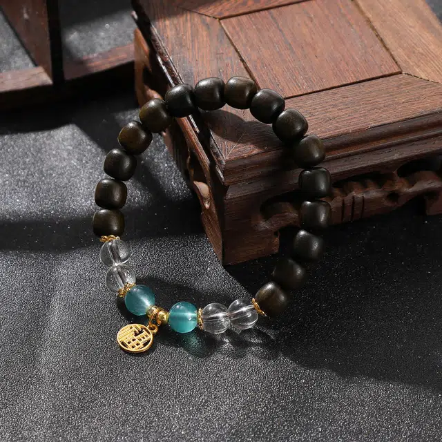 檀纳 新中式福牌招财转运八方来财单圈 基础款国潮文玩招财纳福手饰 檀木 手串 男女同款情侣款