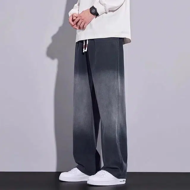 协协乐 高街扎染阔腿复古百搭牛仔裤 男女同款