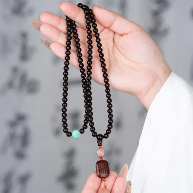 檀欣 新中式 国潮平安祥云文玩转运佛珠#好运 招财纳福无事牌五条经盘玩轻奢设计珠串 通勤百搭 紫檀属 木作手串 女款