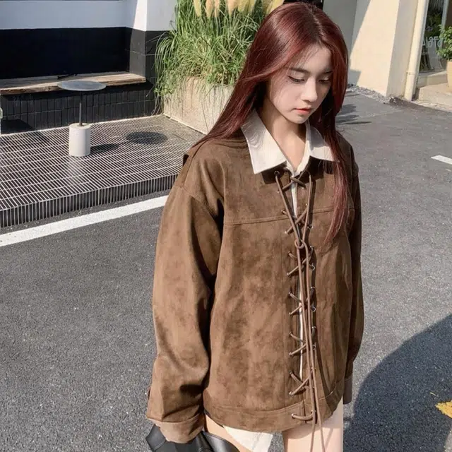 极限涡轮 纯色系带舒适百搭圆领长袖夹克外套 男女同款 棕色