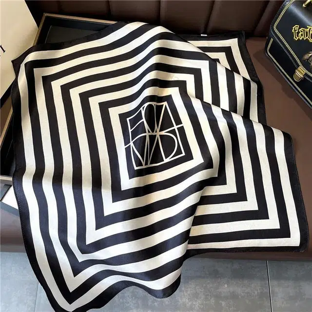 纳兰杜 时尚百搭条纹薄款多功能气质减龄发带小众设计感 桑蚕丝 丝巾 女款