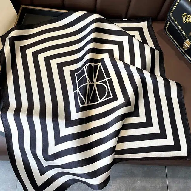 纳兰杜 时尚百搭条纹薄款多功能气质减龄发带小众设计感 桑蚕丝 丝巾 女款