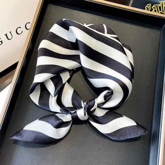 纳兰杜 时尚百搭条纹薄款多功能气质减龄发带小众设计感 桑蚕丝 丝巾 女款