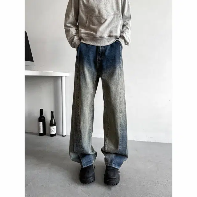 佐菲利 美式高街直筒宽松牛仔裤 男女同款 复古蓝