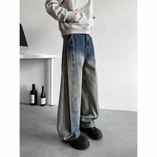 佐菲利 美式高街直筒宽松牛仔裤 男女同款 复古蓝