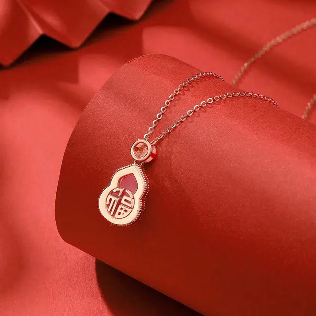 恋朵 国风新中式 多财多福 铜钱葫芦 高级感气质 #好运 玉髓 玉石项链 女款