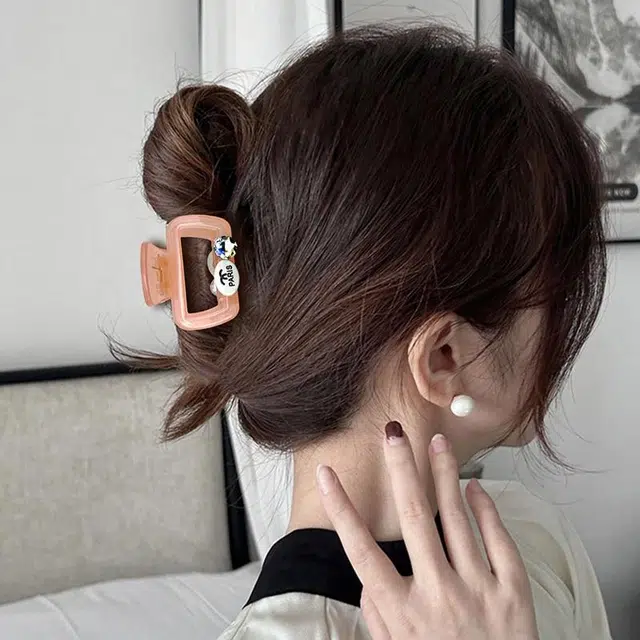 简应舒 发抓中号盘发抓夹后脑勺鲨鱼夹发饰方形 亚克力+仿钻 发夹 女款