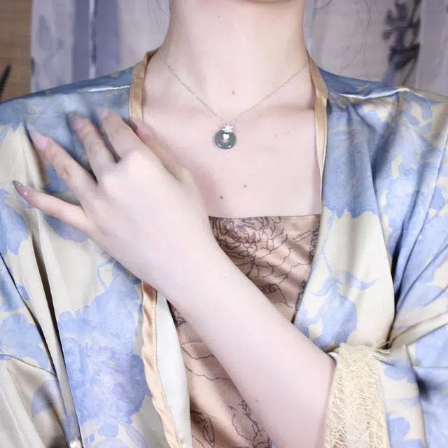 观翡 【爱情美满 万事如意】新中式国风甜甜圈 小众古典优雅气质轻奢平安扣日常通勤百搭 糯冰 翡翠项链 女款