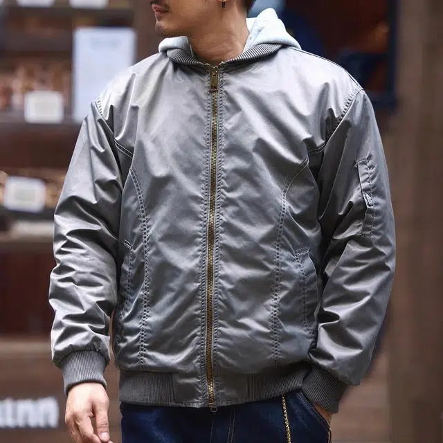 格蓝鹿  纯色长袖宽松棒球服 男款 灰色