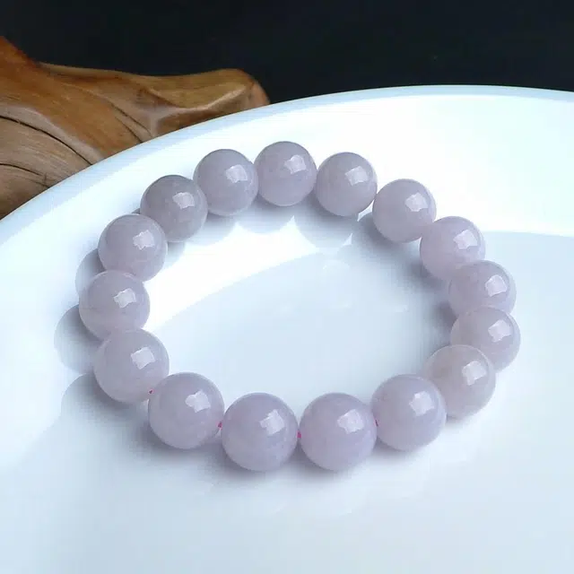 菲燕 【冰润淡紫】大圆珠#好运 糯种 翡翠手串 男女同款情侣款