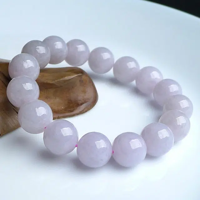菲燕 【冰润淡紫】大圆珠#好运 糯种 翡翠手串 男女同款情侣款