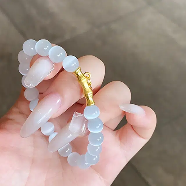 正大福 竹节转运珠 节节高升上岸 国潮新中式小众 竹报平安#好运 玻璃猫眼 手串 女款