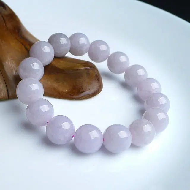 菲燕 【冰润淡紫】大圆珠#好运 糯种 翡翠手串 男女同款情侣款