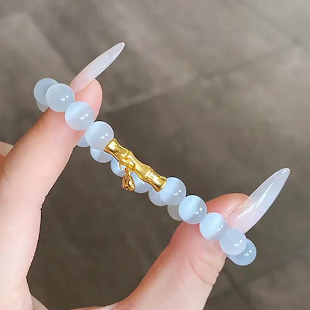 正大福 竹节转运珠 节节高升上岸 国潮新中式小众 竹报平安#好运 玻璃猫眼 手串 女款