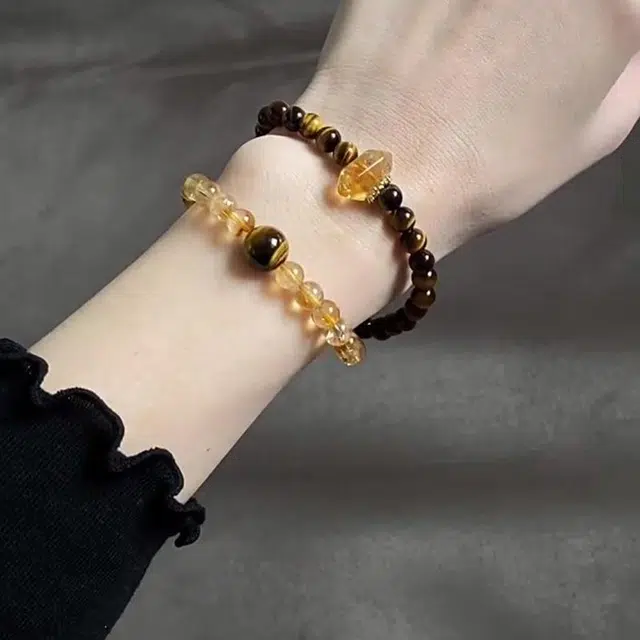 翠王妃 【锦鲤大王日照】小众精致轻奢时尚多财多福飞黄腾达转运珠双层叠戴 黄水晶 手串 男女同款情侣款