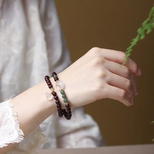 【天宫赐福】 檀欣 有钱发 福禄葫芦文玩佛珠转运珠佩戴#好运 平安扣国风双圈叠戴多宝手饰礼盒装 紫檀属 木作手串 女款