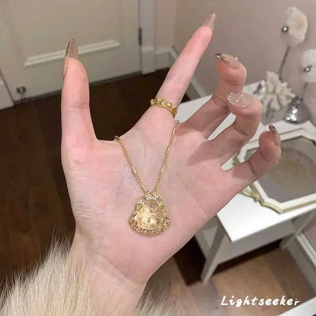 兰慕茵诺 福气满满 笑脸大肚弥勒佛 爱情事业运 高级轻奢贵气百搭小众设计 诸事顺利#好运 琉璃 项链 男女同款情侣款