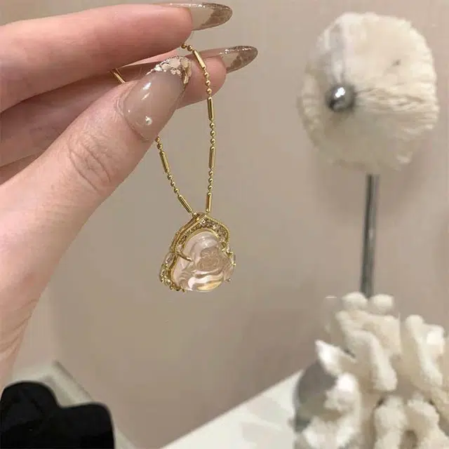 兰慕茵诺 福气满满 笑脸大肚弥勒佛 爱情事业运 高级轻奢贵气百搭小众设计 诸事顺利#好运 琉璃 项链 男女同款情侣款