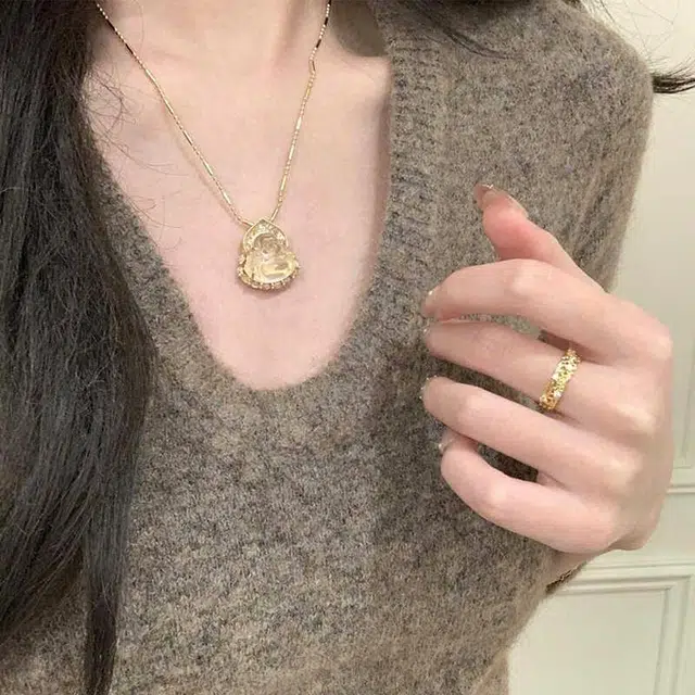 兰慕茵诺 福气满满 笑脸大肚弥勒佛 爱情事业运 高级轻奢贵气百搭小众设计 诸事顺利#好运 琉璃 项链 男女同款情侣款