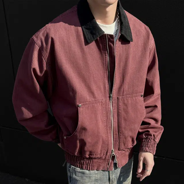 稻草人 美式复古百搭高级感设计感休闲纯棉舒适户外无性别主义日常通勤出行潮流时尚宽松帅气休闲夹克外套 男女同款