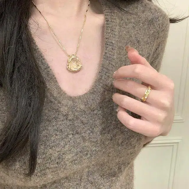 兰慕茵诺 福气满满 笑脸大肚弥勒佛 爱情事业运 高级轻奢贵气百搭小众设计 诸事顺利#好运 琉璃 项链 男女同款情侣款