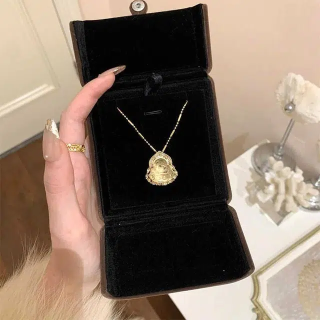 兰慕茵诺 福气满满 笑脸大肚弥勒佛 爱情事业运 高级轻奢贵气百搭小众设计 诸事顺利#好运 琉璃 项链 男女同款情侣款