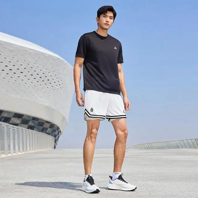 匹克 无双 维金斯球星系列 条纹简约休闲假两件宽松运动五分篮球裤 男款 大白