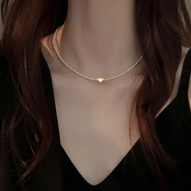 韵系 甜美爱心小米珠 仿珍珠 项链 女款