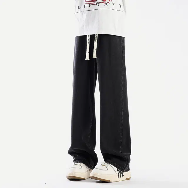 大卫贝肯 美式复古做旧废土风垂感休闲宽松高街日常通勤百搭直筒牛仔裤 男女同款