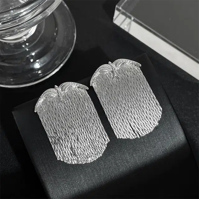 沂茹 时尚森系精致小众设计感银色飞鸟流苏耳坠耳饰新潮个性新街头甜酷风日常百搭气质 合金 耳环首饰配饰 女款
