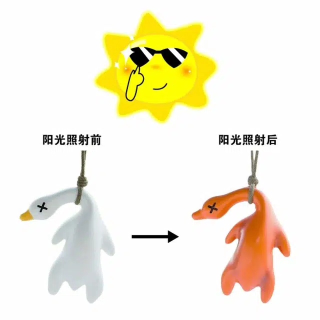千桐 紫外线 太阳 变色烤鸭 卡通治愈 创意手机绳包包挂饰 行李箱 卡通玩偶 亚克力 挂件 男女同款情侣款