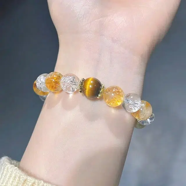雅生珠宝 净化消磁 招财国潮#好运天然 黄水晶 手串 女款