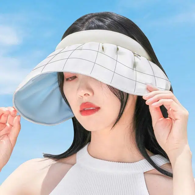 浪莎 夏季两用发箍遮阳黑胶贝壳帽户外出游紫外线空顶时尚学生百搭太阳帽 腈纶 防晒帽 女款
