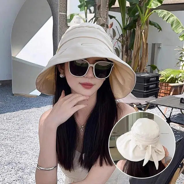 朵澜 防紫外线透气太阳帽夏季大帽檐户外百搭便携折叠 聚酯纤维 防晒帽 女款