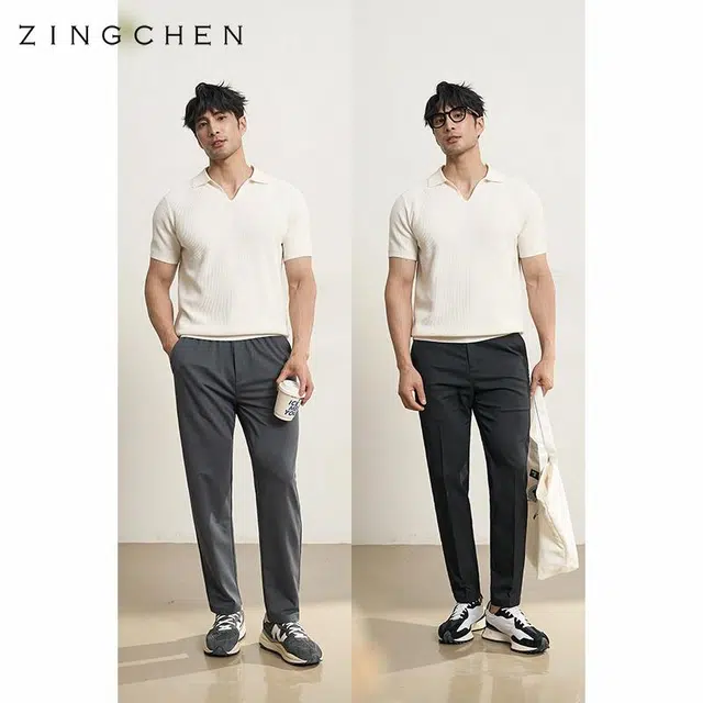 ZINGCHEN Pima Cotton Waffle Polo