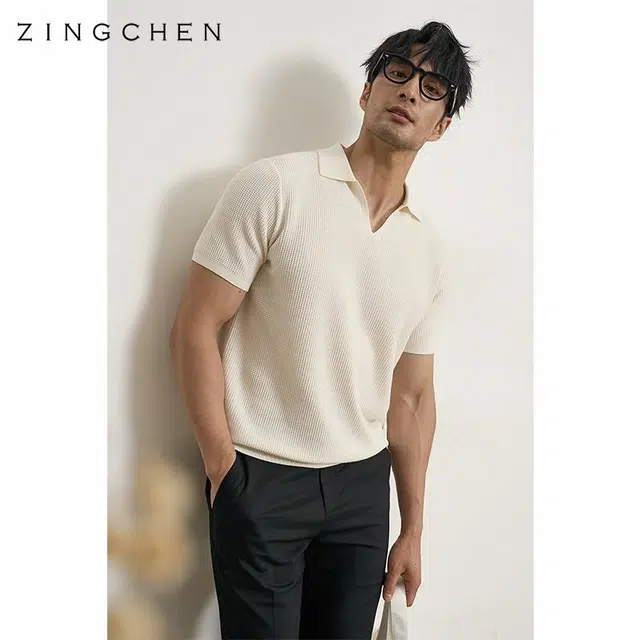 ZINGCHEN Pima Cotton Waffle Polo